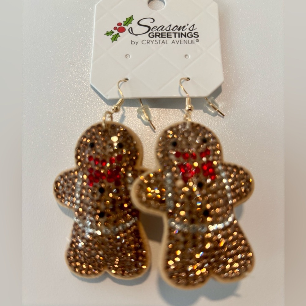 Juliet By Crystal Avenue Gingerbread man,puff felt.rhinestone fish hook,drop
